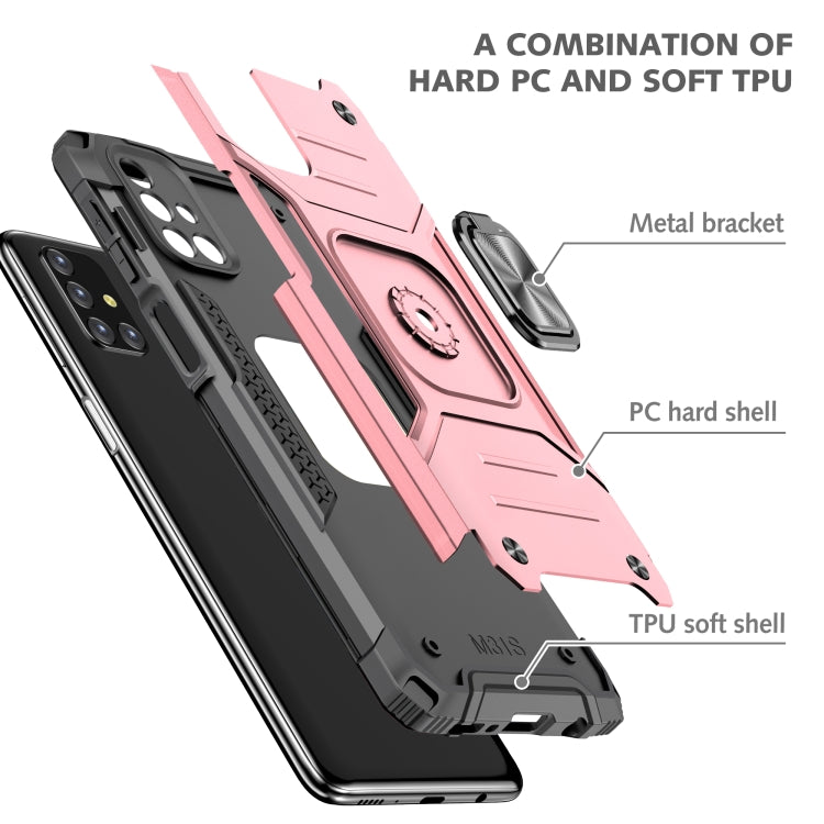 For Samsung Galaxy M31s Magnetic Armor Shockproof TPU + PC Case with Metal Ring Holder
