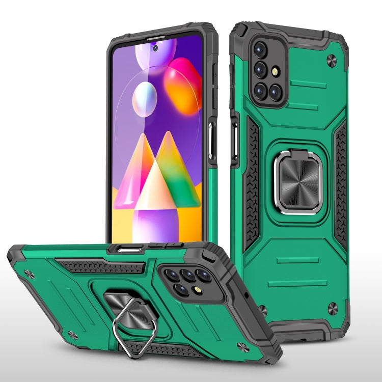 For Samsung Galaxy M31s Magnetic Armor Shockproof TPU + PC Case with Metal Ring Holder