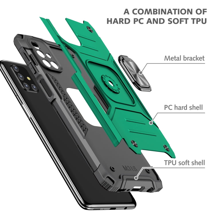 For Samsung Galaxy M31s Magnetic Armor Shockproof TPU + PC Case with Metal Ring Holder