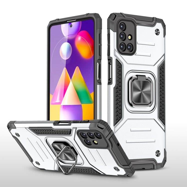 For Samsung Galaxy M31s Magnetic Armor Shockproof TPU + PC Case with Metal Ring Holder