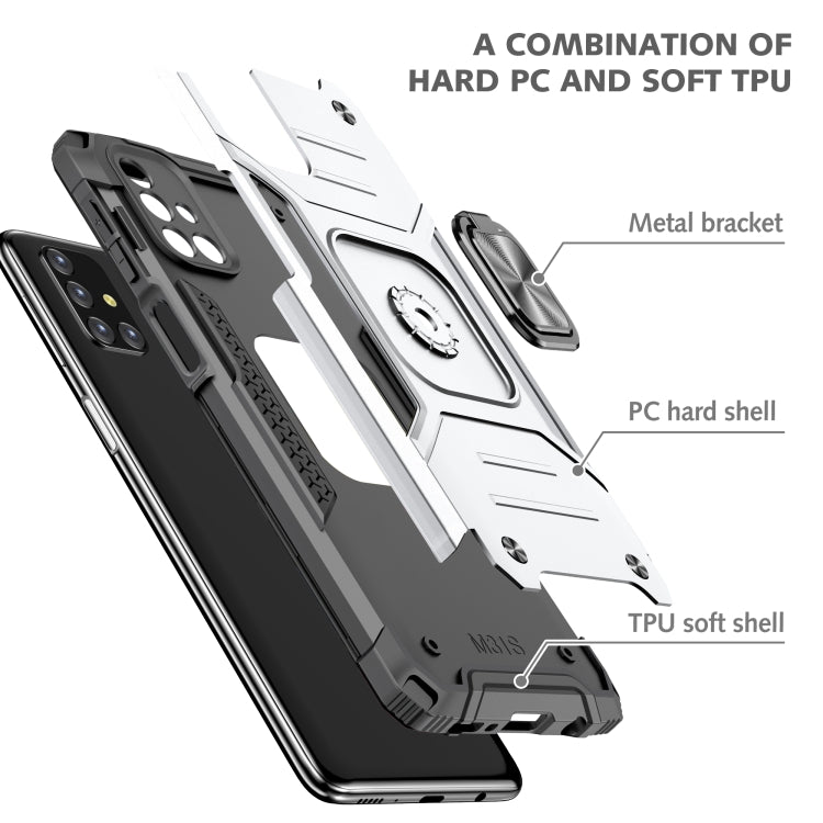 For Samsung Galaxy M31s Magnetic Armor Shockproof TPU + PC Case with Metal Ring Holder