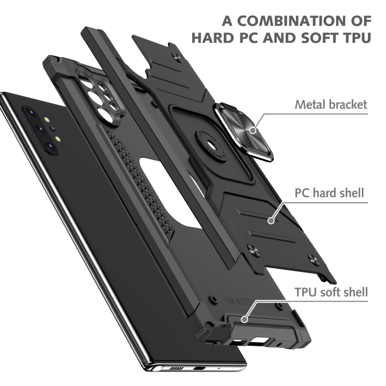 For Samsung Galaxy Note 10 Plus Magnetic Armor Shockproof TPU + PC Case with Metal Ring Holder