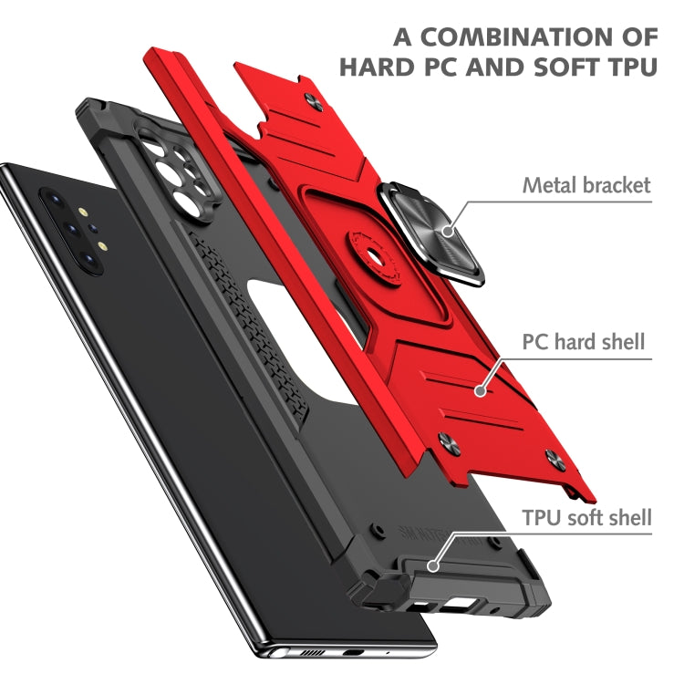For Samsung Galaxy Note 10 Plus Magnetic Armor Shockproof TPU + PC Case with Metal Ring Holder