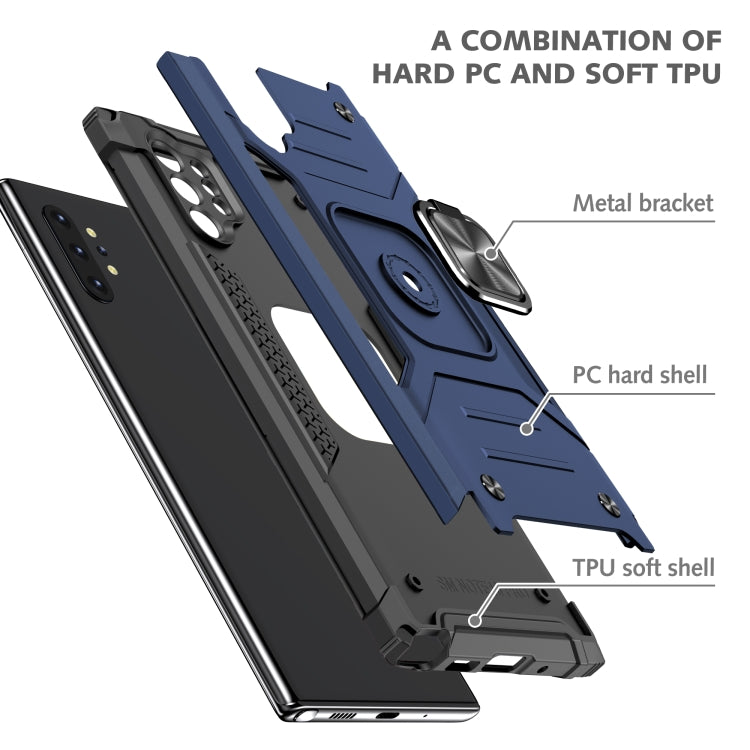 For Samsung Galaxy Note 10 Plus Magnetic Armor Shockproof TPU + PC Case with Metal Ring Holder