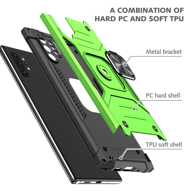 For Samsung Galaxy Note 10 Plus Magnetic Armor Shockproof TPU + PC Case with Metal Ring Holder