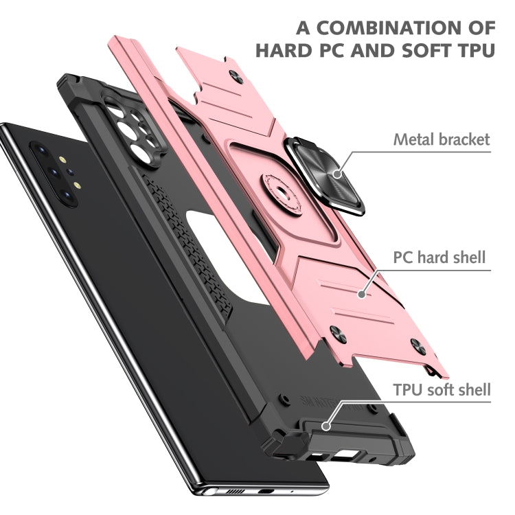 For Samsung Galaxy Note 10 Plus Magnetic Armor Shockproof TPU + PC Case with Metal Ring Holder