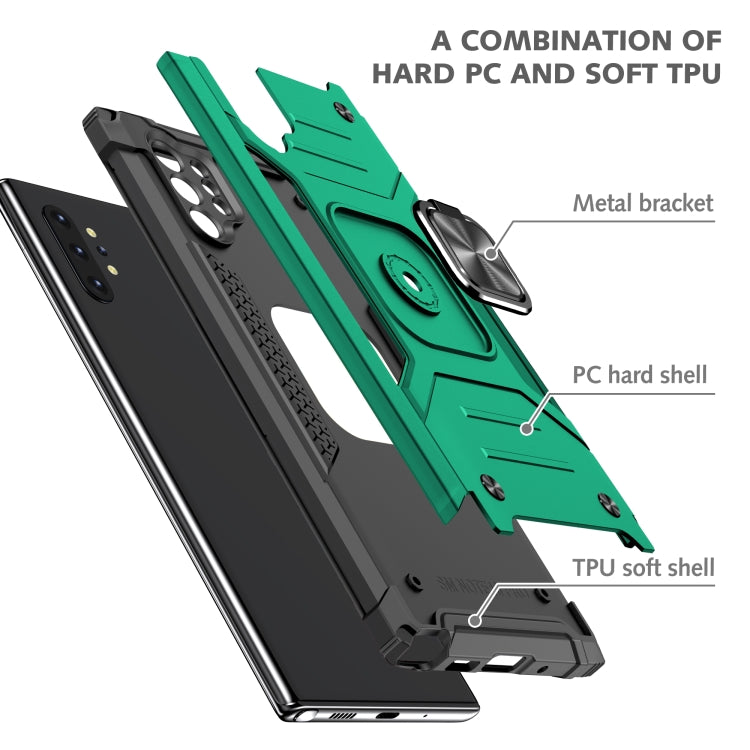 For Samsung Galaxy Note 10 Plus Magnetic Armor Shockproof TPU + PC Case with Metal Ring Holder