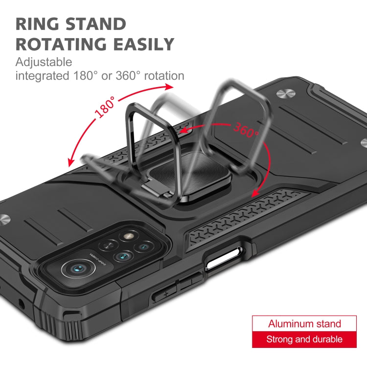 For Xiaomi Mi 10T Pro 5G Magnetic Armor Shockproof TPU + PC Case with Metal Ring Holder