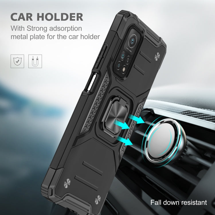 For Xiaomi Mi 10T Pro 5G Magnetic Armor Shockproof TPU + PC Case with Metal Ring Holder