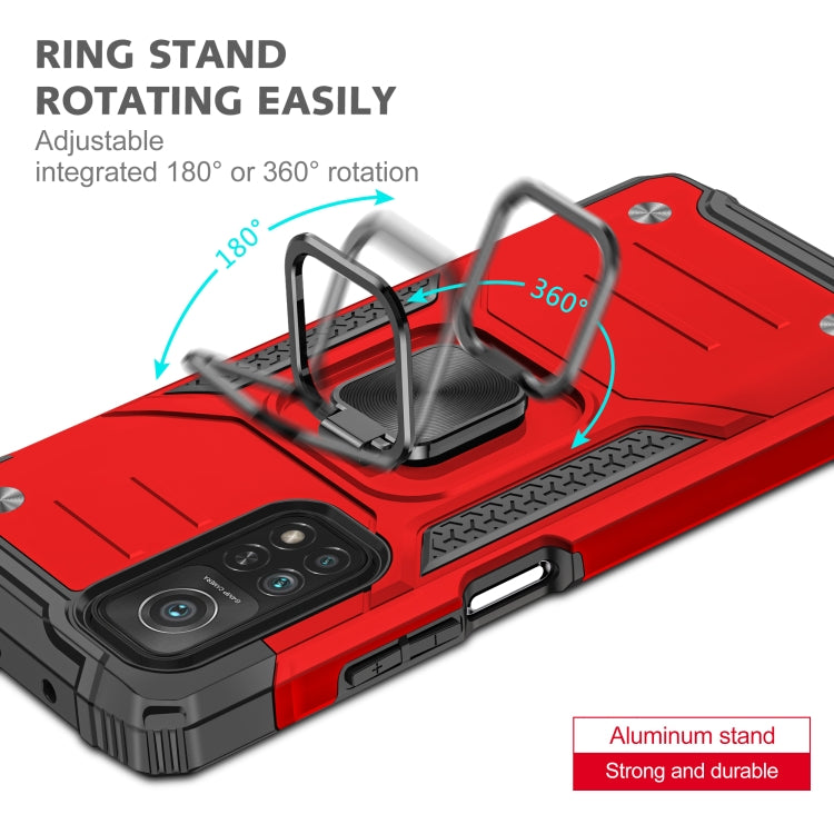 For Xiaomi Mi 10T Pro 5G Magnetic Armor Shockproof TPU + PC Case with Metal Ring Holder