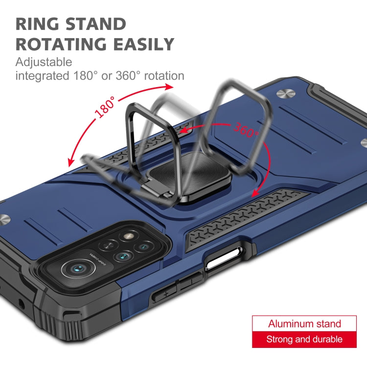 For Xiaomi Mi 10T Pro 5G Magnetic Armor Shockproof TPU + PC Case with Metal Ring Holder