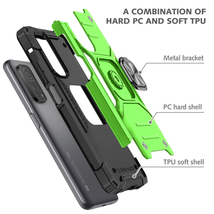 For Xiaomi Mi 10T Pro 5G Magnetic Armor Shockproof TPU + PC Case with Metal Ring Holder