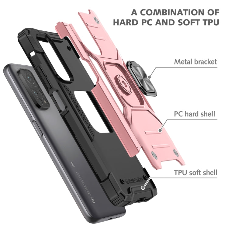 For Xiaomi Mi 10T Pro 5G Magnetic Armor Shockproof TPU + PC Case with Metal Ring Holder