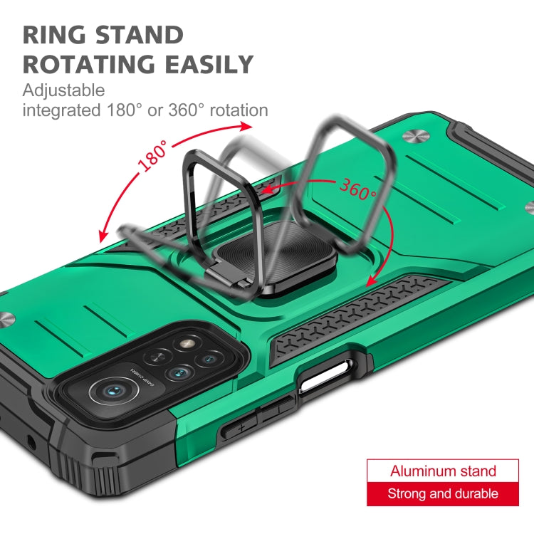 For Xiaomi Mi 10T Pro 5G Magnetic Armor Shockproof TPU + PC Case with Metal Ring Holder