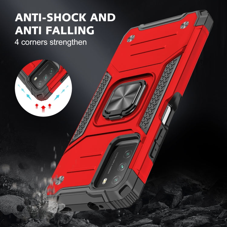 For Xiaomi Poco M3 Magnetic Armor Shockproof TPU + PC Case with Metal Ring Holder