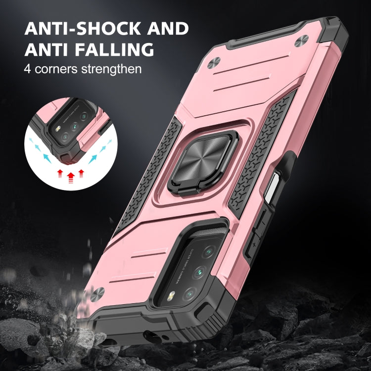 For Xiaomi Poco M3 Magnetic Armor Shockproof TPU + PC Case with Metal Ring Holder