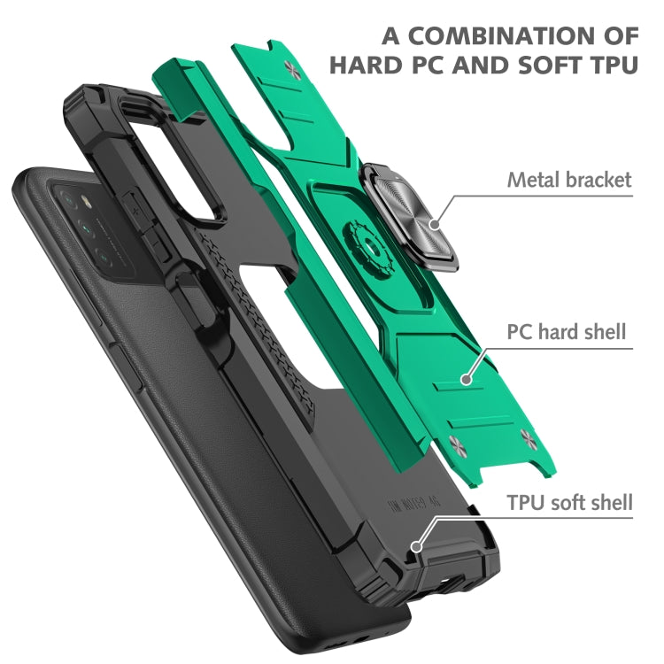 For Xiaomi Poco M3 Magnetic Armor Shockproof TPU + PC Case with Metal Ring Holder