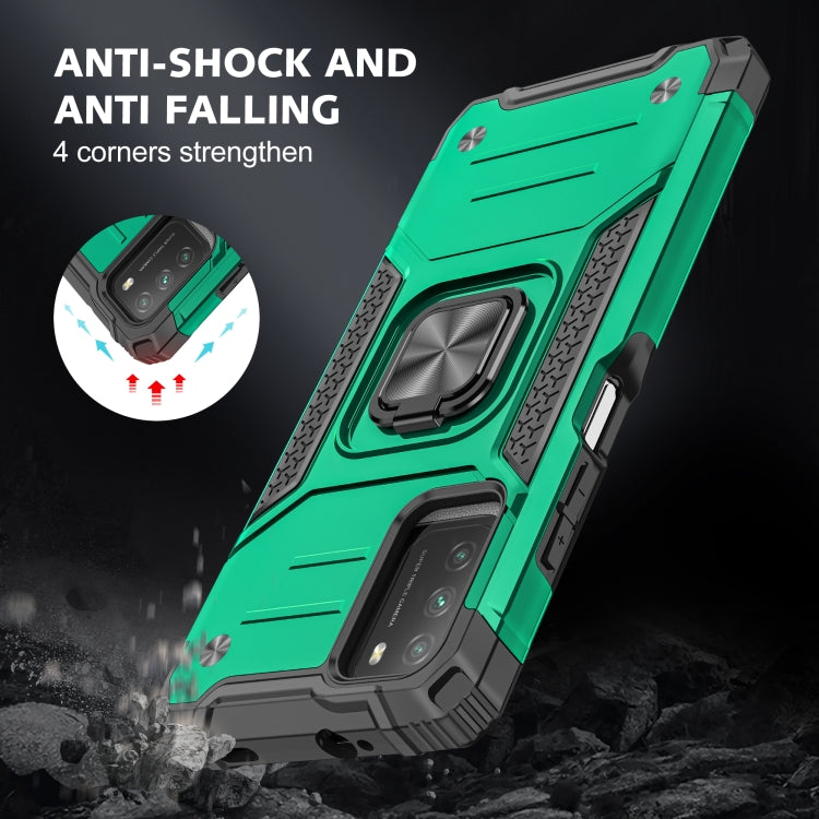 For Xiaomi Poco M3 Magnetic Armor Shockproof TPU + PC Case with Metal Ring Holder