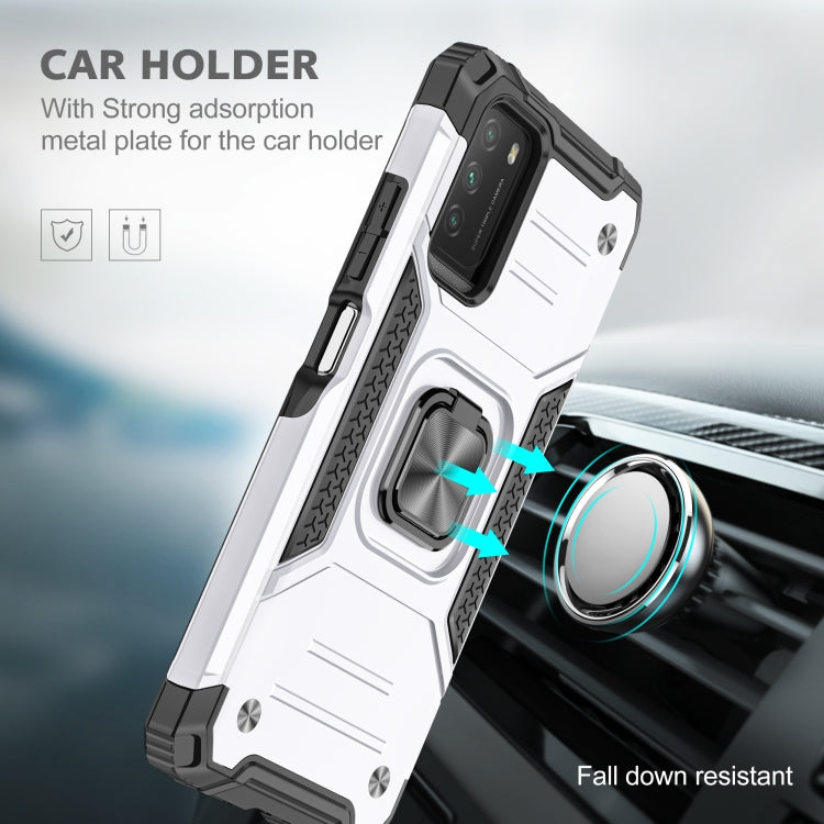 For Xiaomi Poco M3 Magnetic Armor Shockproof TPU + PC Case with Metal Ring Holder