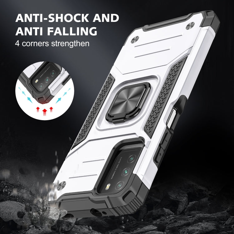 For Xiaomi Poco M3 Magnetic Armor Shockproof TPU + PC Case with Metal Ring Holder