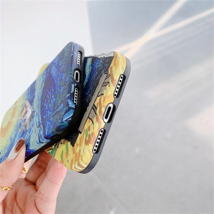 For iPhone 12 Colored Drawing Pattern Fine Hole IMD Shockproof TPU Protective Case