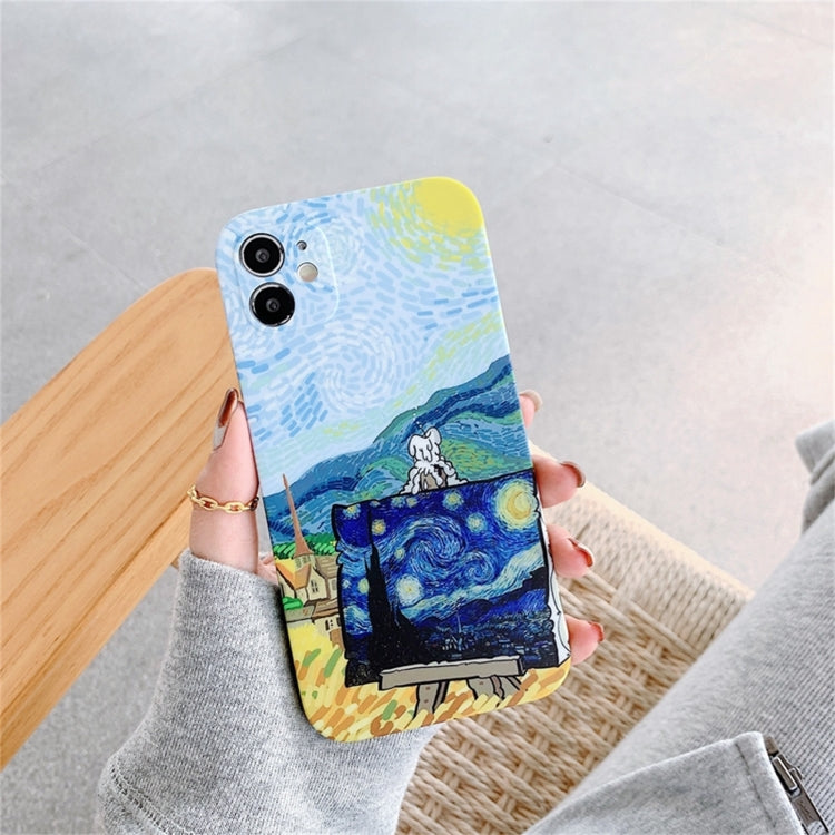 For iPhone 12 Colored Drawing Pattern Fine Hole IMD Shockproof TPU Protective Case