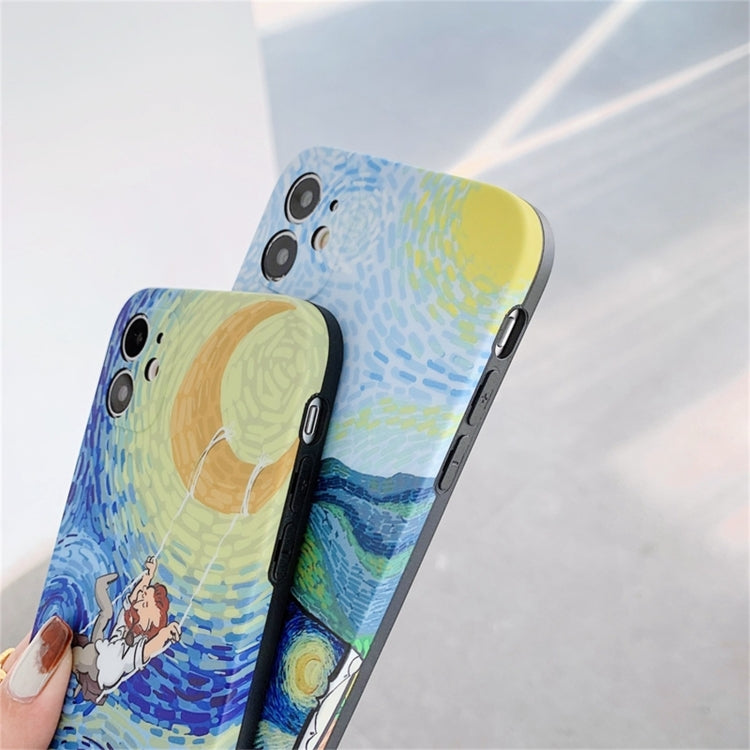 For iPhone 12 Colored Drawing Pattern Fine Hole IMD Shockproof TPU Protective Case