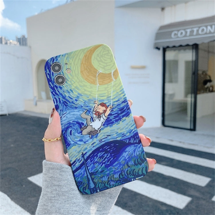 For iPhone 12 Pro Max Colored Drawing Pattern Fine Hole IMD Shockproof TPU Protective Case