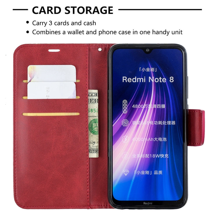 For Xiaomi Redmi Note 8 Retro Lambskin Texture Pure Color Horizontal Flip PU Leather Case with Holder & Card Slots & Wallet & Lanyard