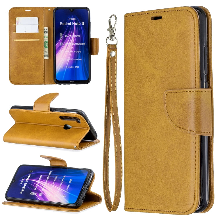 For Xiaomi Redmi Note 8 Retro Lambskin Texture Pure Color Horizontal Flip PU Leather Case with Holder & Card Slots & Wallet & Lanyard