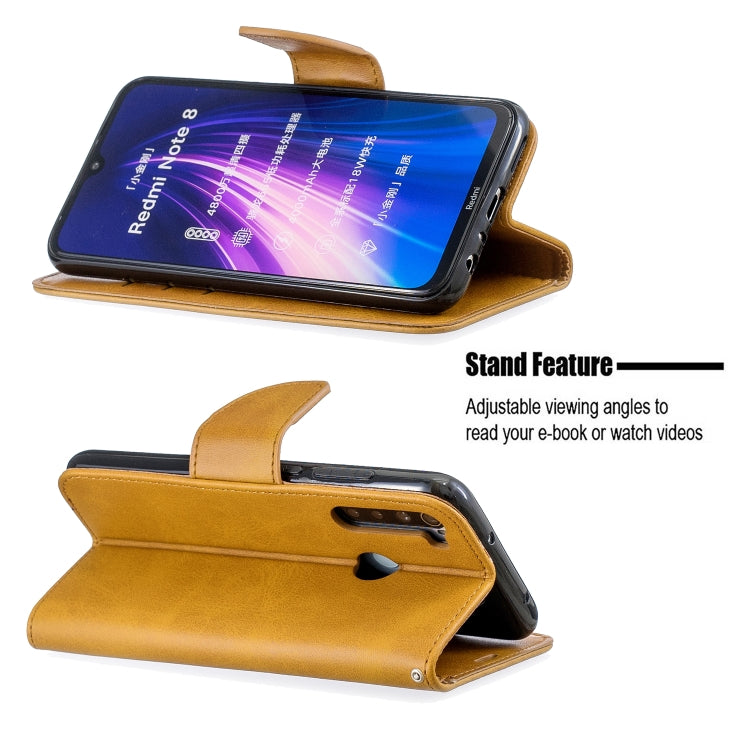 For Xiaomi Redmi Note 8 Retro Lambskin Texture Pure Color Horizontal Flip PU Leather Case with Holder & Card Slots & Wallet & Lanyard