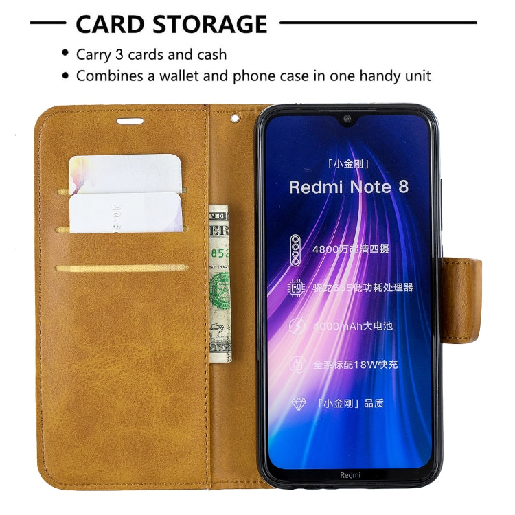 For Xiaomi Redmi Note 8 Retro Lambskin Texture Pure Color Horizontal Flip PU Leather Case with Holder & Card Slots & Wallet & Lanyard