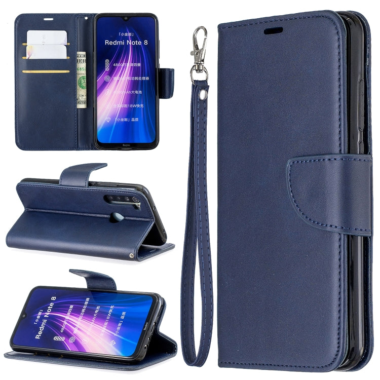 For Xiaomi Redmi Note 8 Retro Lambskin Texture Pure Color Horizontal Flip PU Leather Case with Holder & Card Slots & Wallet & Lanyard