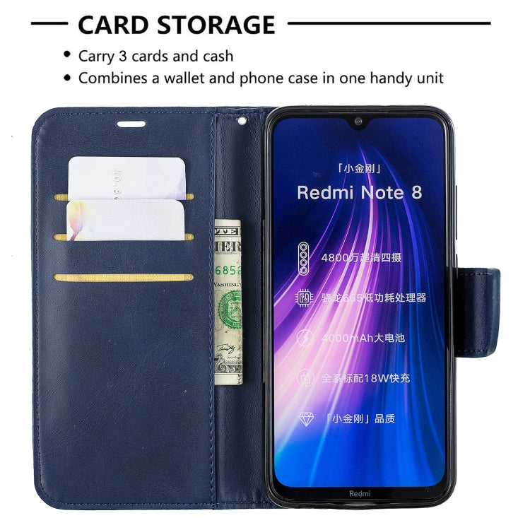 For Xiaomi Redmi Note 8 Retro Lambskin Texture Pure Color Horizontal Flip PU Leather Case with Holder & Card Slots & Wallet & Lanyard