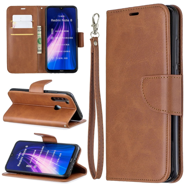 For Xiaomi Redmi Note 8 Retro Lambskin Texture Pure Color Horizontal Flip PU Leather Case with Holder & Card Slots & Wallet & Lanyard