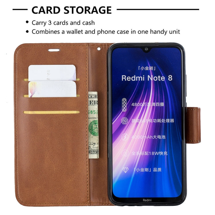 For Xiaomi Redmi Note 8 Retro Lambskin Texture Pure Color Horizontal Flip PU Leather Case with Holder & Card Slots & Wallet & Lanyard