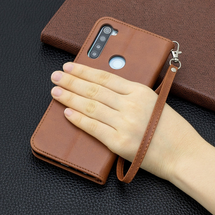 For Xiaomi Redmi Note 8 Retro Lambskin Texture Pure Color Horizontal Flip PU Leather Case with Holder & Card Slots & Wallet & Lanyard