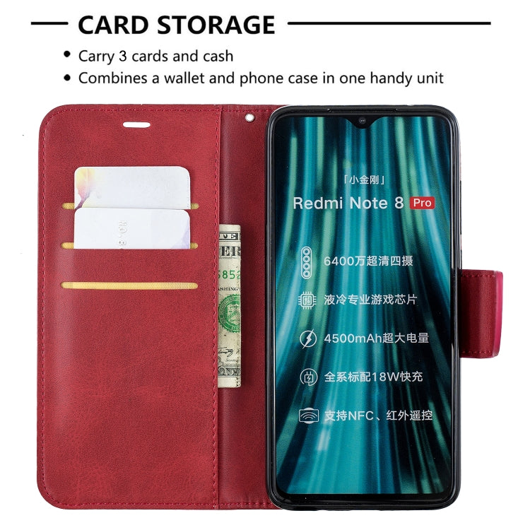 For Xiaomi Redmi Note 8Pro Retro Lambskin Texture Pure Color Horizontal Flip PU Leather Case with Holder & Card Slots & Wallet & Lanyard