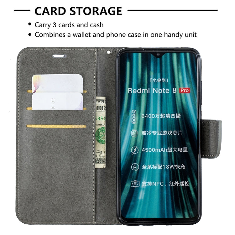 For Xiaomi Redmi Note 8Pro Retro Lambskin Texture Pure Color Horizontal Flip PU Leather Case with Holder & Card Slots & Wallet & Lanyard