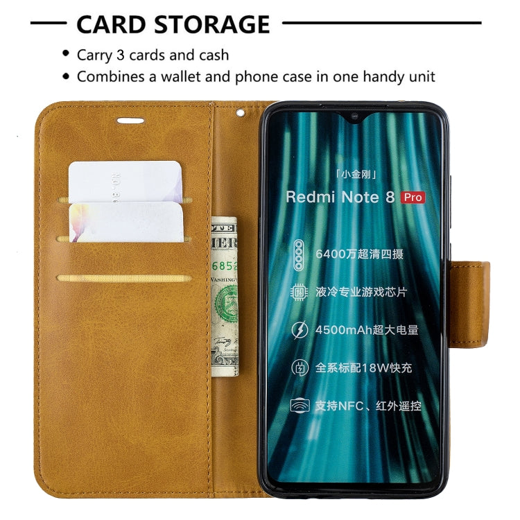 For Xiaomi Redmi Note 8Pro Retro Lambskin Texture Pure Color Horizontal Flip PU Leather Case with Holder & Card Slots & Wallet & Lanyard