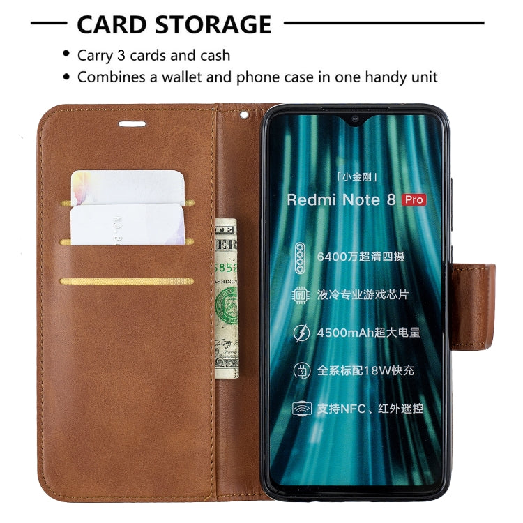 For Xiaomi Redmi Note 8Pro Retro Lambskin Texture Pure Color Horizontal Flip PU Leather Case with Holder & Card Slots & Wallet & Lanyard