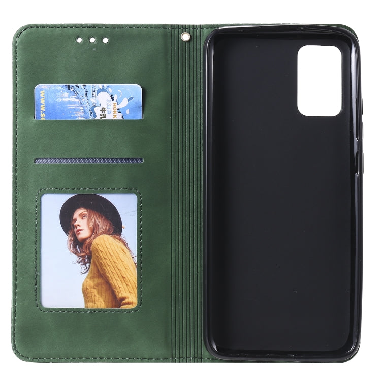 For Samsung Galaxy A02s (EU Version) Lucky Flowers Embossing Pattern Magnetic Horizontal Flip Leather Case with Holder & Card Slots