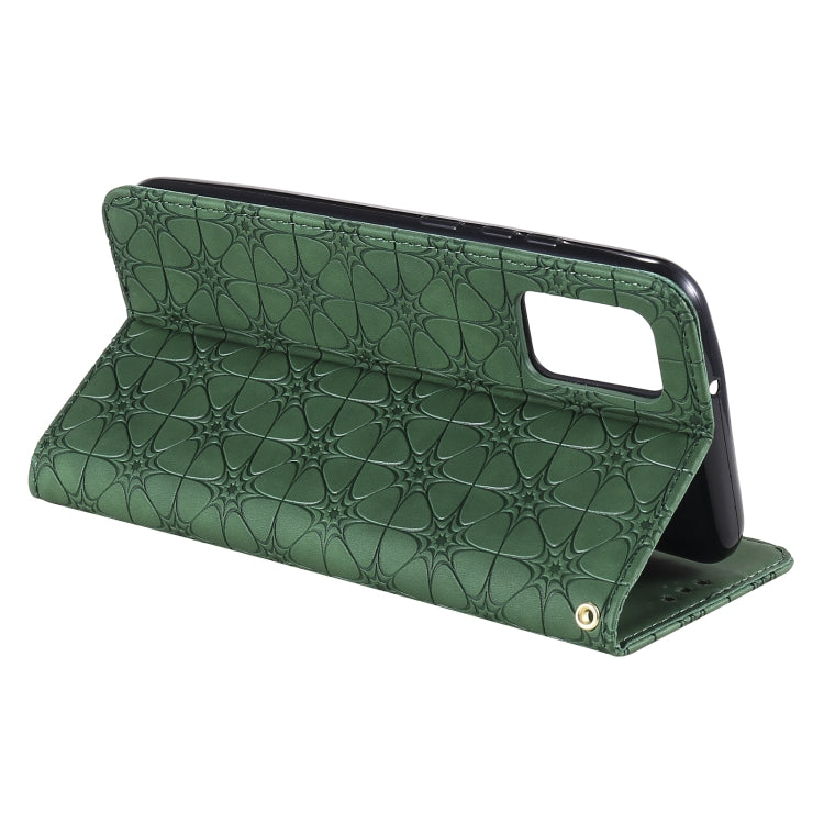 For Samsung Galaxy A02s (EU Version) Lucky Flowers Embossing Pattern Magnetic Horizontal Flip Leather Case with Holder & Card Slots