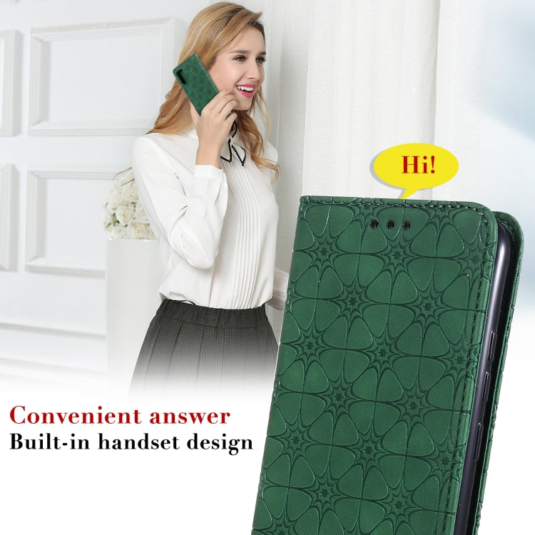 For Samsung Galaxy A02s (EU Version) Lucky Flowers Embossing Pattern Magnetic Horizontal Flip Leather Case with Holder & Card Slots