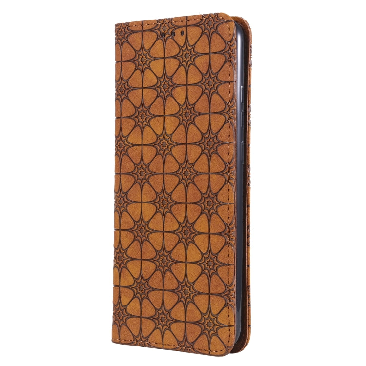 For Samsung Galaxy A02s (EU Version) Lucky Flowers Embossing Pattern Magnetic Horizontal Flip Leather Case with Holder & Card Slots