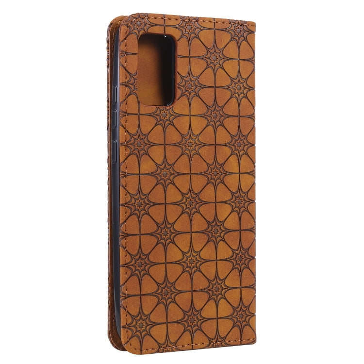 For Samsung Galaxy A02s (EU Version) Lucky Flowers Embossing Pattern Magnetic Horizontal Flip Leather Case with Holder & Card Slots