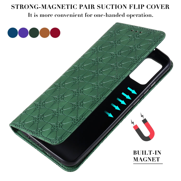 For Samsung Galaxy A02s (EU Version) Lucky Flowers Embossing Pattern Magnetic Horizontal Flip Leather Case with Holder & Card Slots