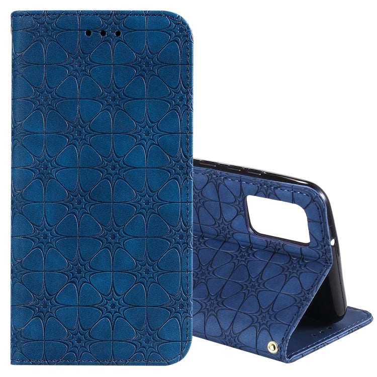 For Samsung Galaxy A02s (EU Version) Lucky Flowers Embossing Pattern Magnetic Horizontal Flip Leather Case with Holder & Card Slots