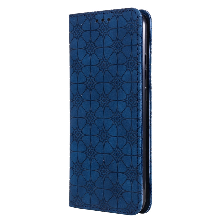 For Samsung Galaxy A02s (EU Version) Lucky Flowers Embossing Pattern Magnetic Horizontal Flip Leather Case with Holder & Card Slots