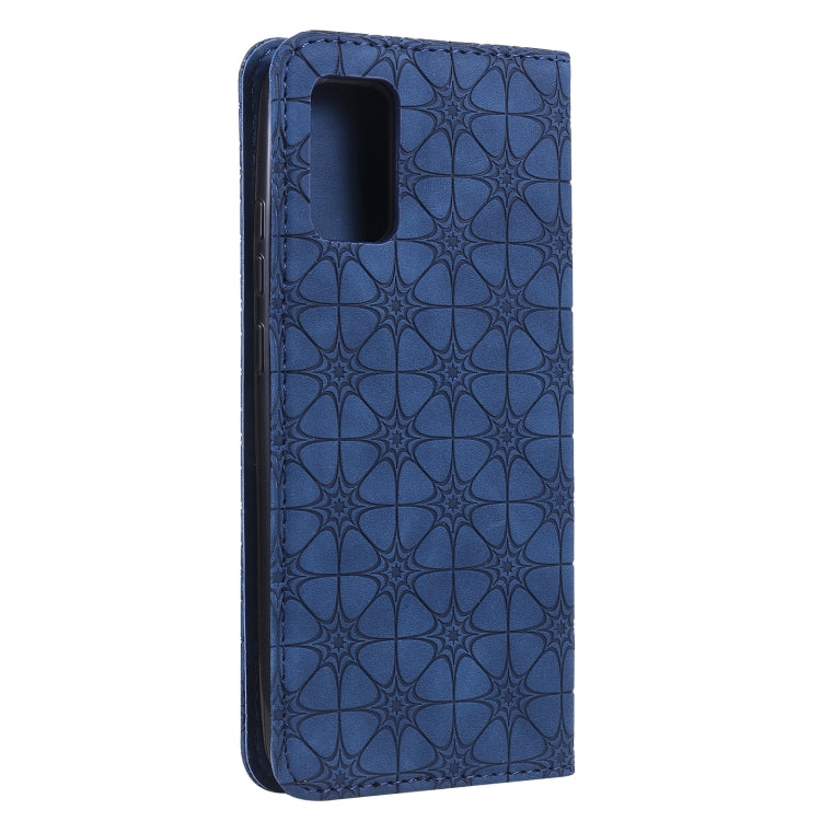 For Samsung Galaxy A02s (EU Version) Lucky Flowers Embossing Pattern Magnetic Horizontal Flip Leather Case with Holder & Card Slots